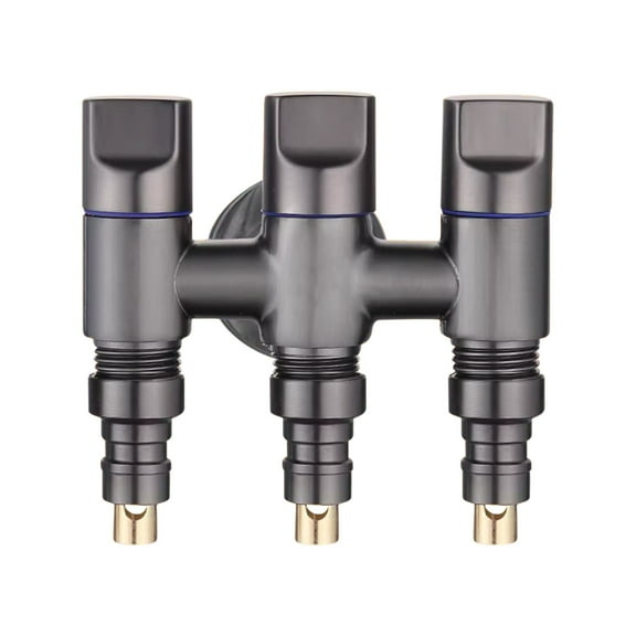 D Stainless Steel One In Three Out Angle Valve, Triple Control Water Faucet For Bathroom Kitchen, Brass Core With Plating Finish