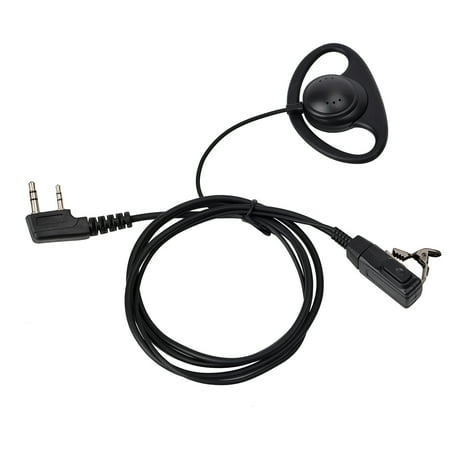 D-Style Earpiece with In-Line Microphone and PTT for Kenwood Baofeng 2pin Walkie Talkie