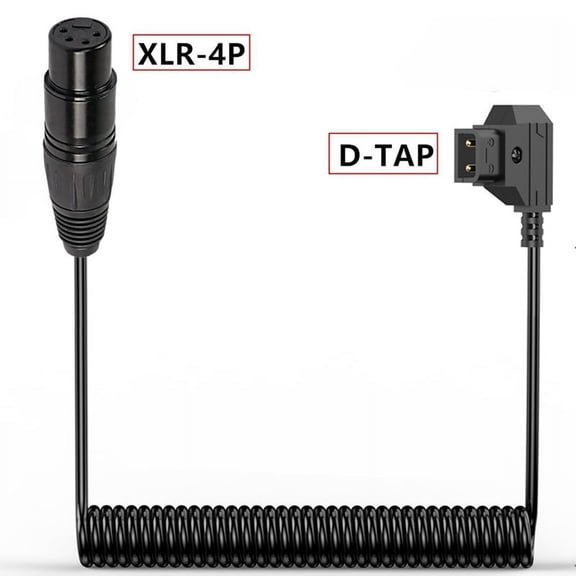 D-Tap Male to Female 4-Pin XLR Cable for Power Supply Battery Adapter for Cameras, Monitors Spring Wire