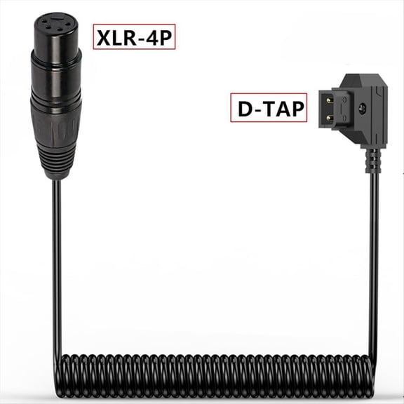 D-Tap Male to Female 4-Pin XLR Cable for Power Supply Battery Adapter for Cameras, Monitors Spring Wire