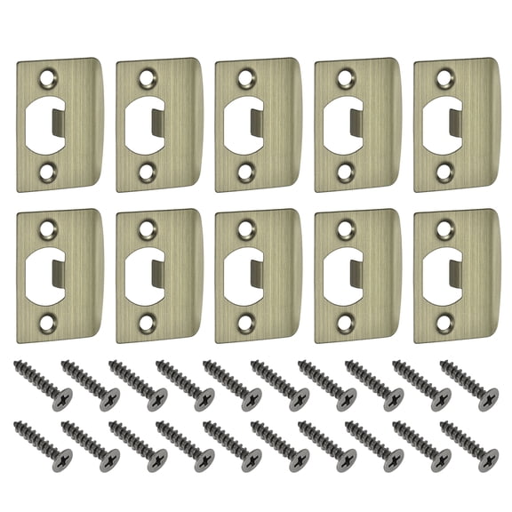 D-Type Door Strike Plate, 10Pack 57mm x 45mm 201 Stainless Steel Latch Deadbolt Strike Plate for Door Frame Door Jamb, Bronze