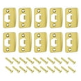 thumbnail image 1 of D-Type Door Strike Plate, 10Pack 57mm x 45mm Rounded Corners 201 Stainless Steel Latch Deadbolt Strike Plate for Door Frame Door Jamb, Gold, 1 of 6