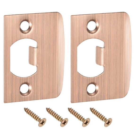 D-Type Door Strike Plate, 2Pack 57mm x 45mm 201 Stainless Steel Latch Deadbolt Strike Plate for Door Frame Door Jamb, Red Bronze