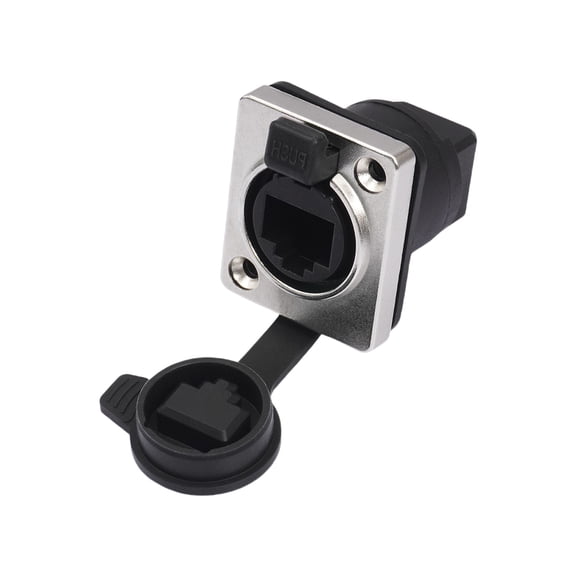 D Type Panel Mount Networking Adapter RJ45 Female Connector Waterproof for Outdoor Cat6/Cat5e Ethernet Connection