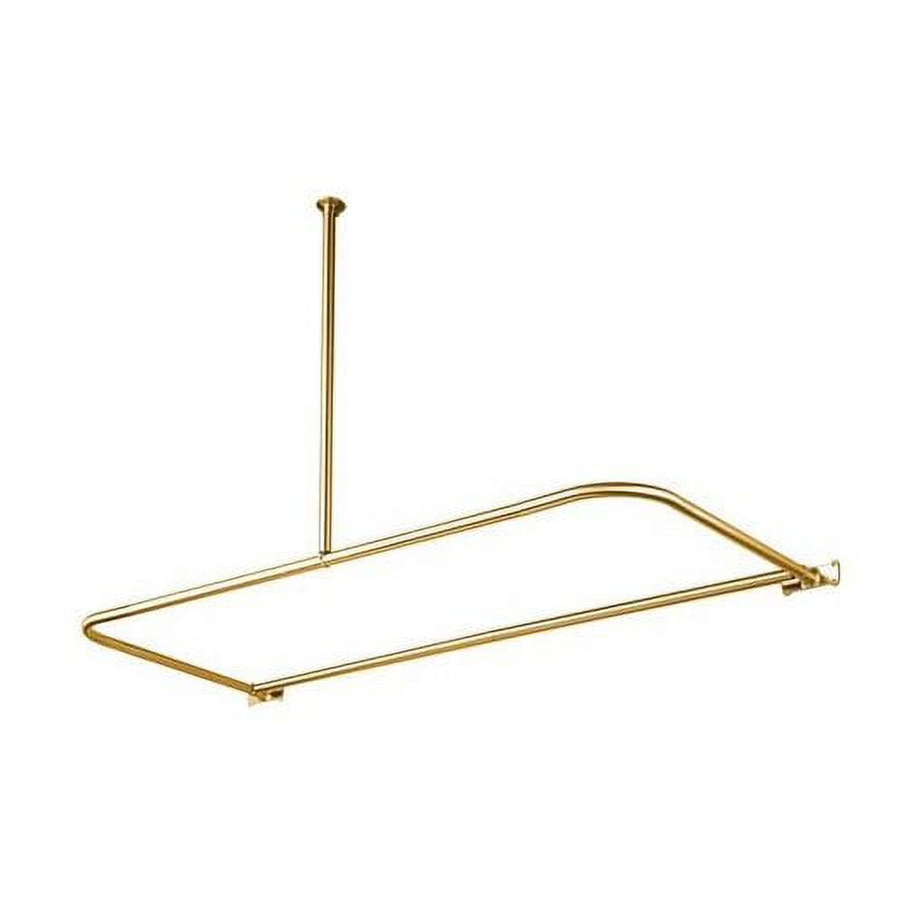 Polished Brass D-Shaped Wall and Ceiling Mounted Shower Rod