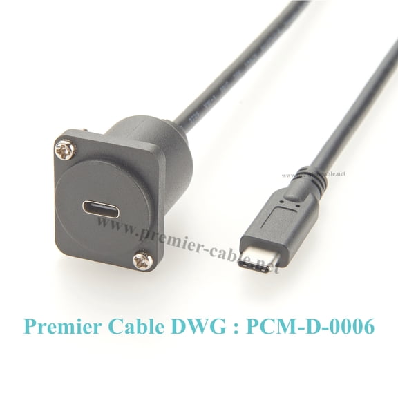 D Type USB 3.1 C Panel Mount Extension Cable 10Gbps USB XLR Flush Chassis Mount Male to Female Cable for Car Truck Boat