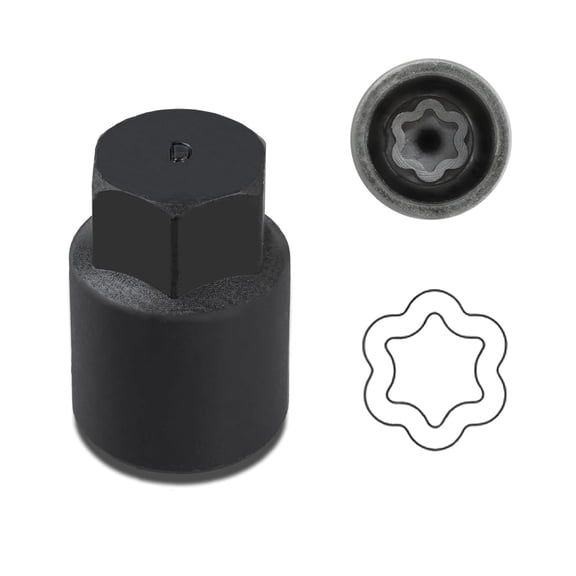 D-Type Wheel Lock Key for Toyota & Lexus | Professional Anti-Theft Lug Nut Removal Tool | Heavy-Duty Steel Locking Nut Key | Secure Wheel Installation & Removal (Silver)