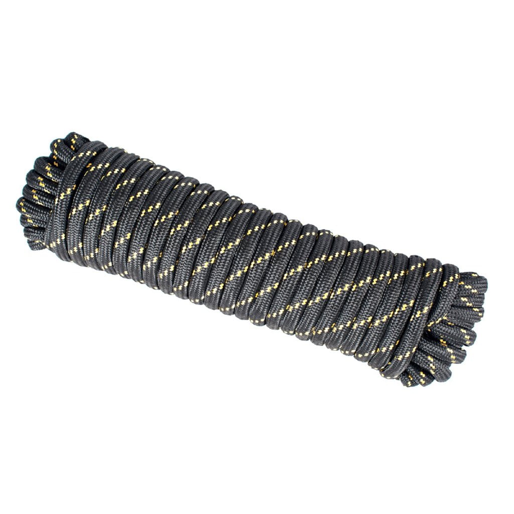 D-Unique Tools - Diamond Braid Rope - Black - 1/2 in x 100 ft. Heavy Duty -  All Purpose Utility Cord Tie Down - Rope for Camping, Tarp, Hauling