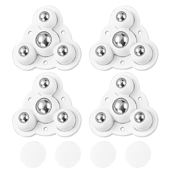 D Universal Wheel 4 Pieces Three Plus One Ball White Swivel Caster Wheels With High Load Bearing For Storage Box Bedside Table Furniture Hardware Accessories Smooth Rolling Pulley For Home