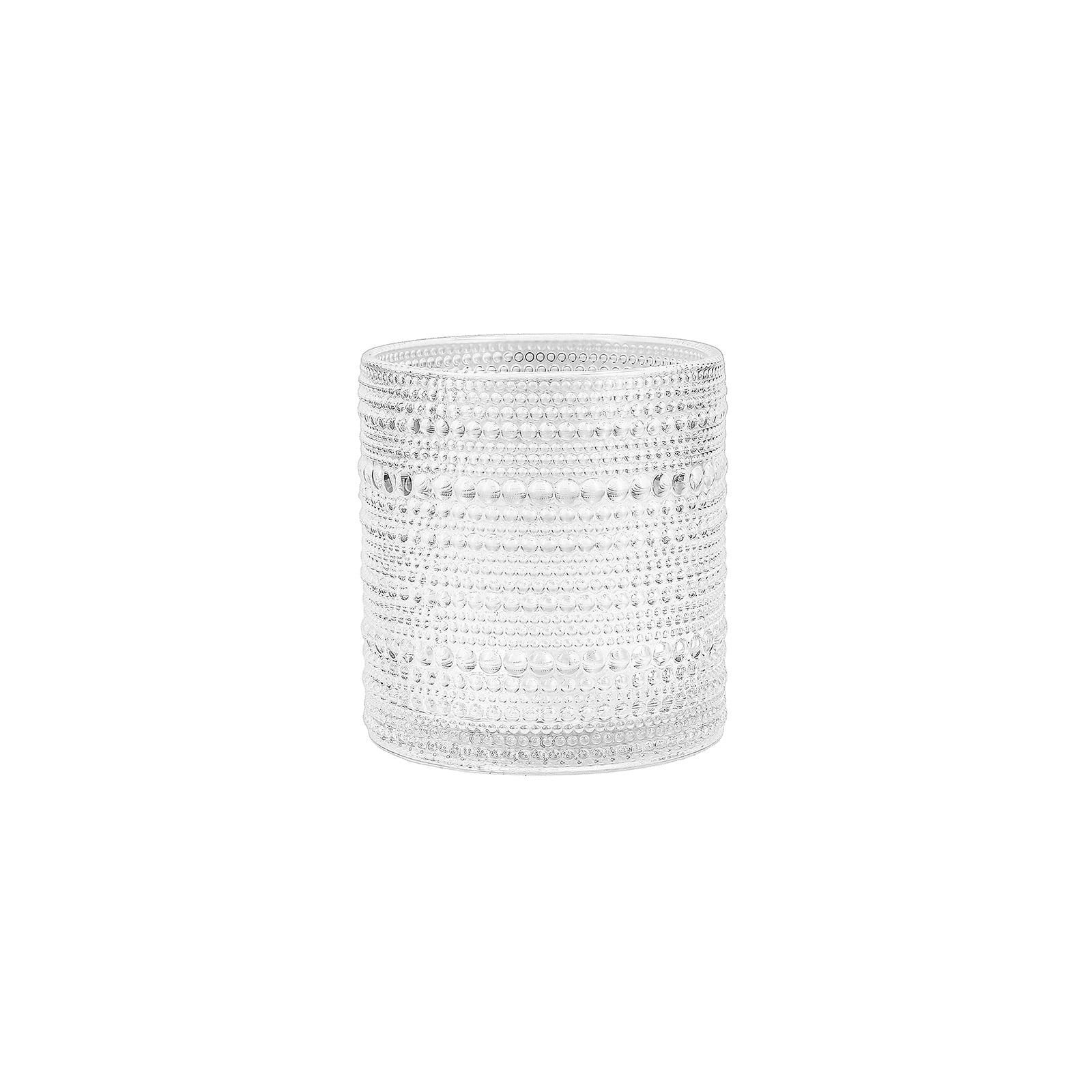Clear Textured Glass Beaded 14oz Triple Old Fashioned Set