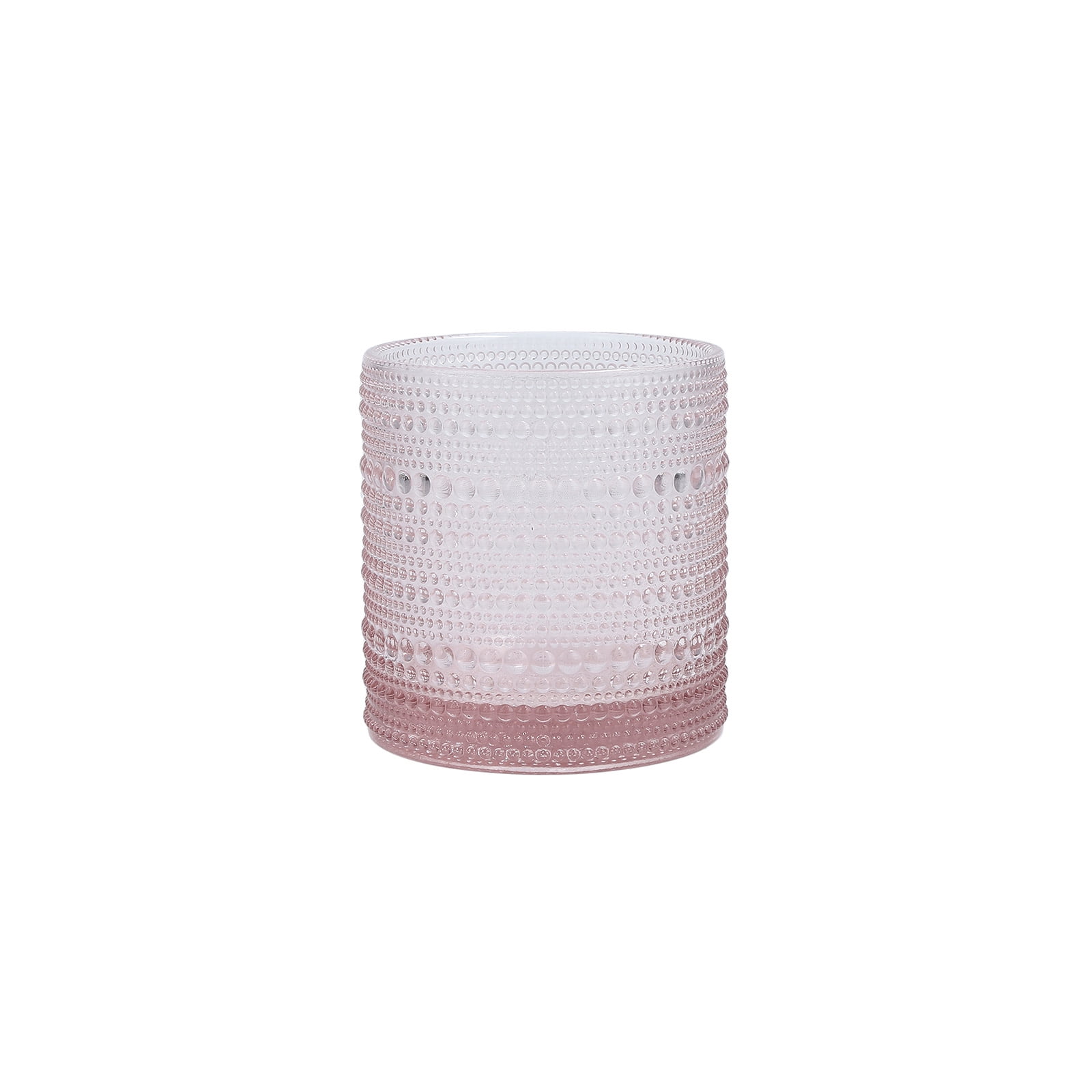 Pink Beaded Glass 14oz Triple Old Fashioned Set of 6