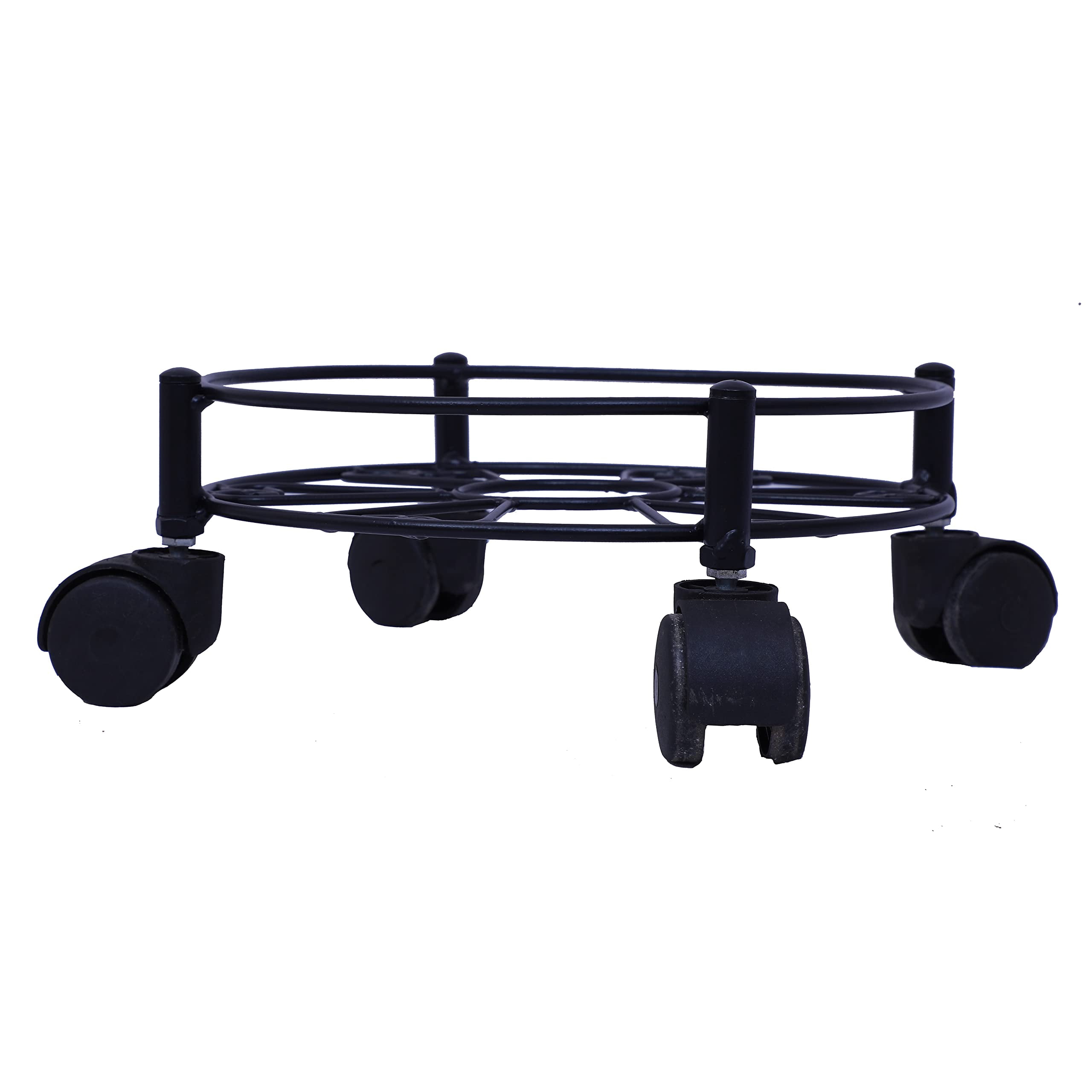 D&V Engineering - Creative In Innovation Metal Heavy Duty Easy Movable Lpg Cylinder Trolley, Gas Cylinder Stand With Wheels - Black (Round)
