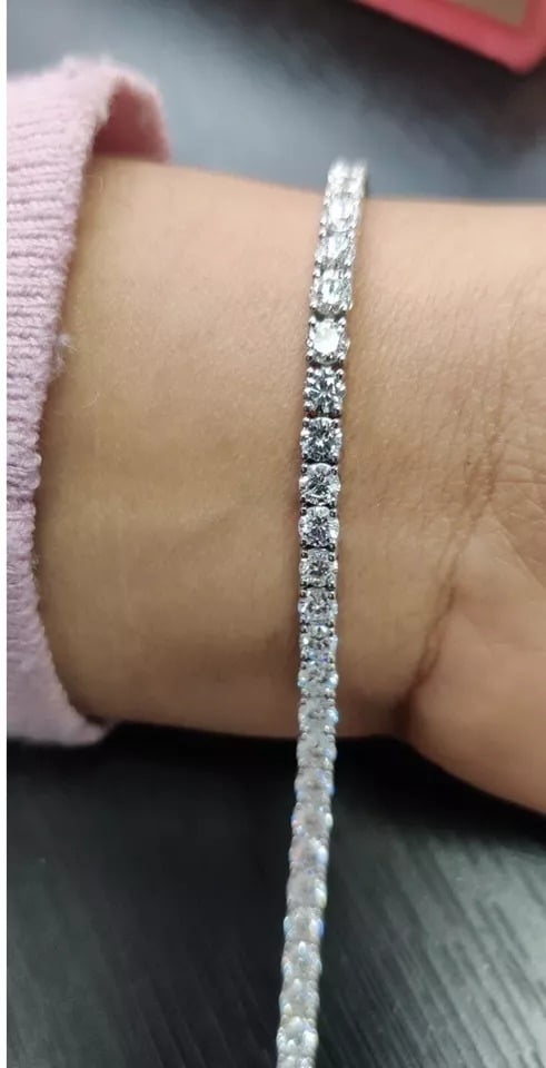 ANCONA JEWELRY D/VS 5Ct Lab-Grown Round Diamond Tennis Bracelet for Women In White Gold