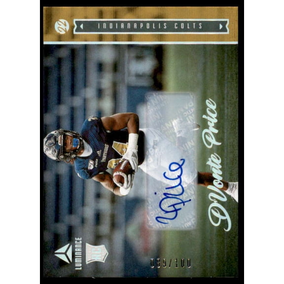 D'Vonte Price Rookie Card 2022 Panini Luminance Autographs Gold #187