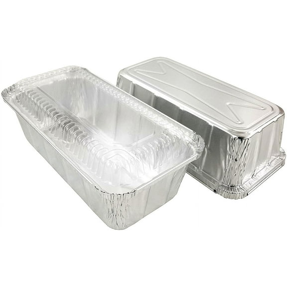 D&W Fine Pack 2 lb. Aluminum Foil Closable (IVC) Loaf/Bread Pan Tins w/Dome Lid (Pack of 100 Sets)