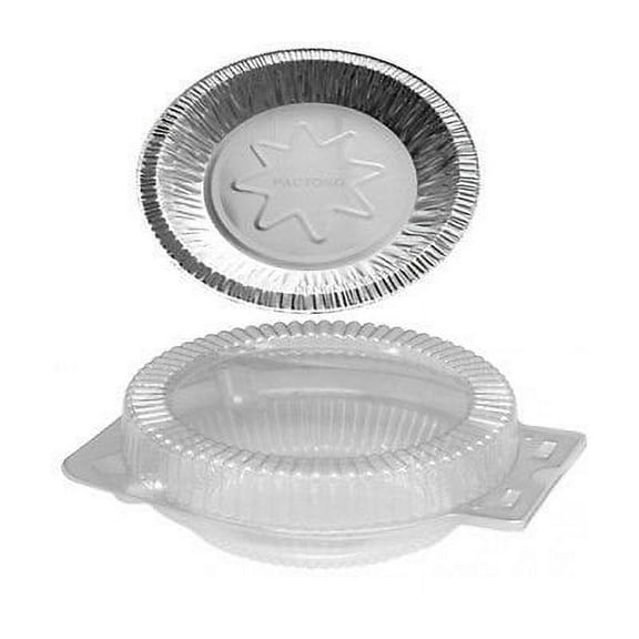 D&W Fine Pack 8" Aluminum Foil Pie Pan Plate Tin w/Clear Ops Plastic Clamshell (pack of 50)