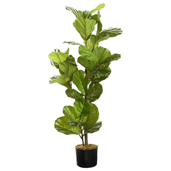 D&W Silks 48" Fiddle Leaf Fig in Black Planter Pot