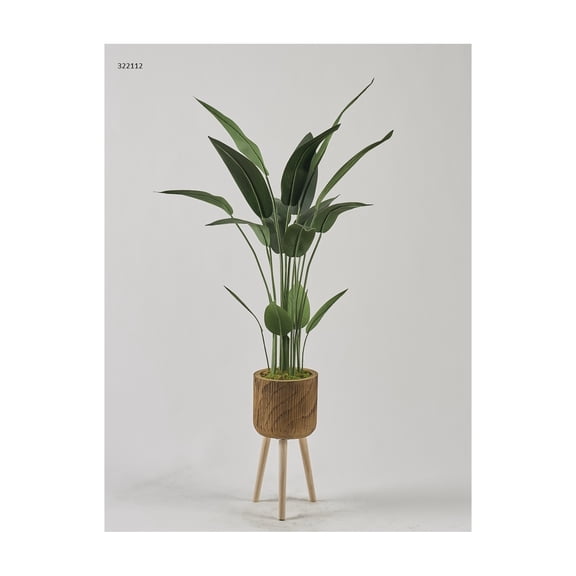 D&W Silks 5' Traveler Palm in Wood Planter with Wood Legs