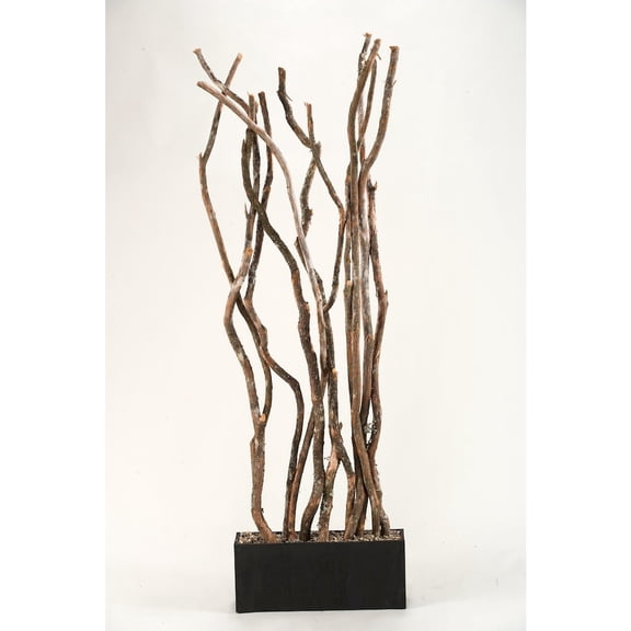 D & W Silks 7' Dragon Wood Screen in Rectangle Planter