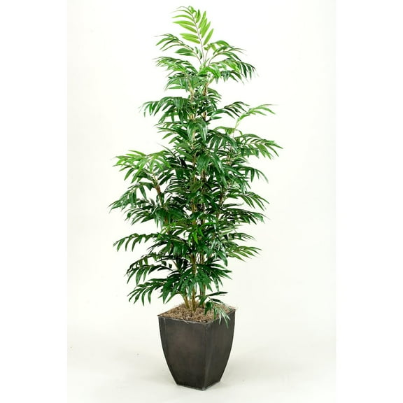 D & W Silks 7' Phoenix Palm Tree in Square Metal Planter