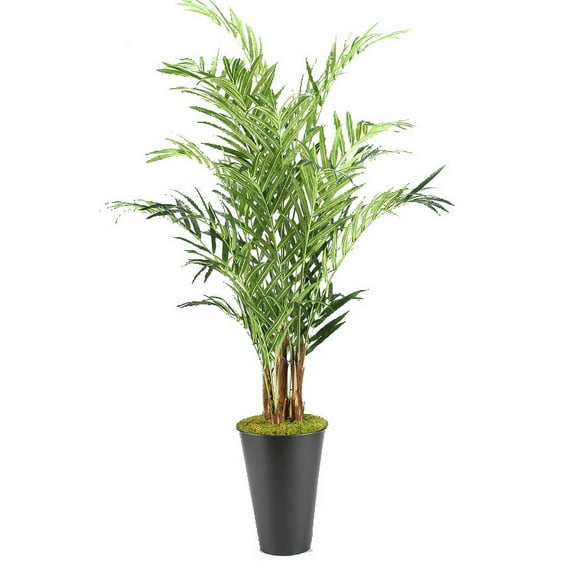 D&W Silks 9' Kentia Palm in Tall Round Metal Planter