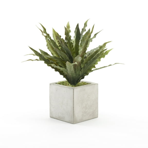 D&W Silks Frosted Green Birdnest Bush in Grey Newport Cube