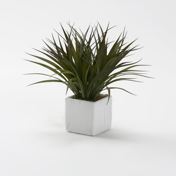 D&W Silks Grass in Square Marble Ceramic