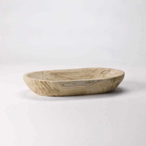D & W Silks Oval Wooden Bowl