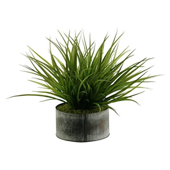 D&W Silks Wild Grass in Round Tin Planter