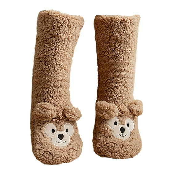 D Women Cute Sleeping Socks For Warmth At Home Floor Socks Soft Cozy Fleece Lined Non Slip Gripper Socks Design D 10Inch