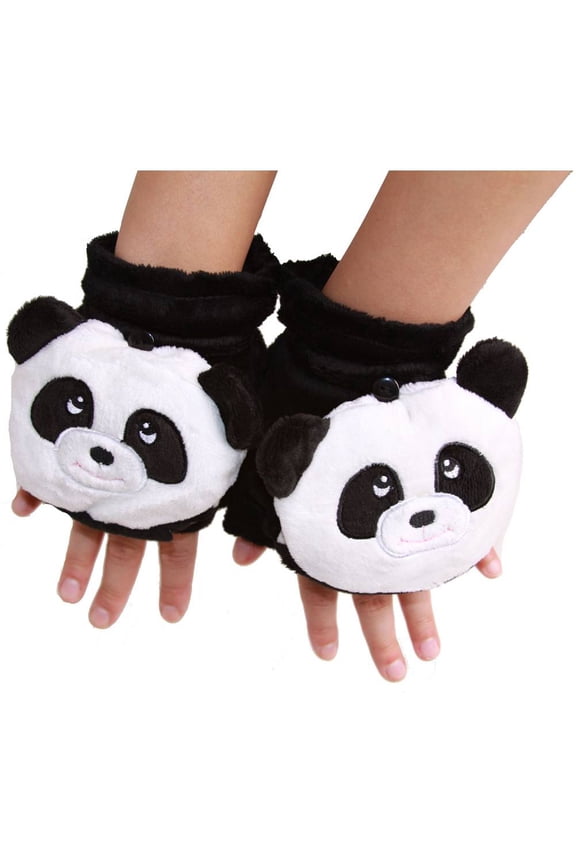 D&Y Animal Faux Fur Gloves - Panda