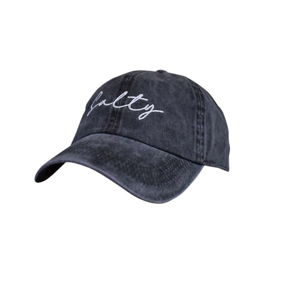 D&Y Pastime Outdoor Embroidered Low Profile Baseball Cap, Cursive Salty, Black
