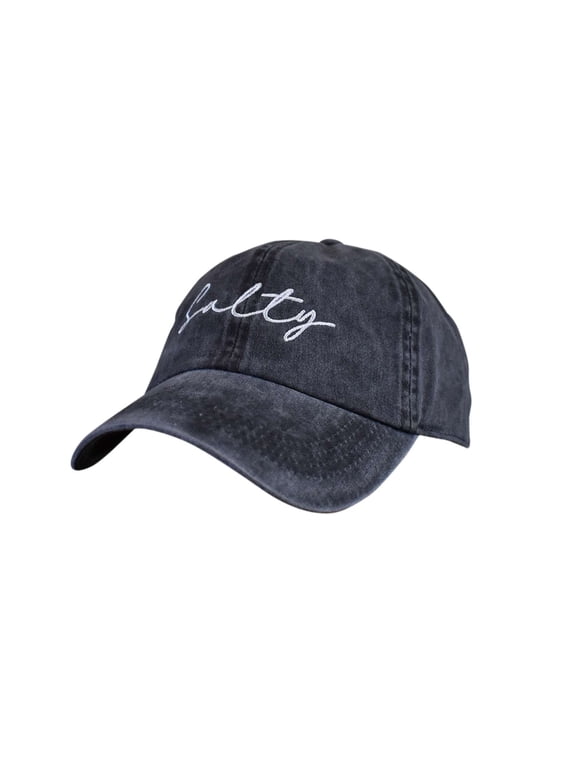 Pastime Outdoor Embroidered Low Profile Baseball Cap, Cursive Salty, Black