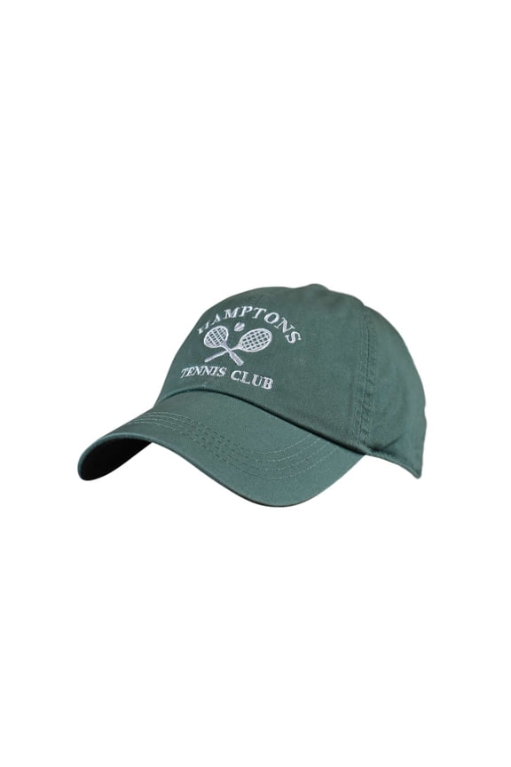 Pastime Outdoor Embroidered Low Profile Baseball Cap, Hamptons Tennis Club, Sage