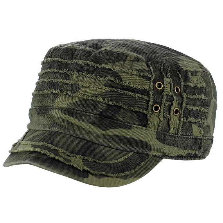 D&Y Unisex Cotton Distressed Layered Frayed Cadet Military  display picture 1