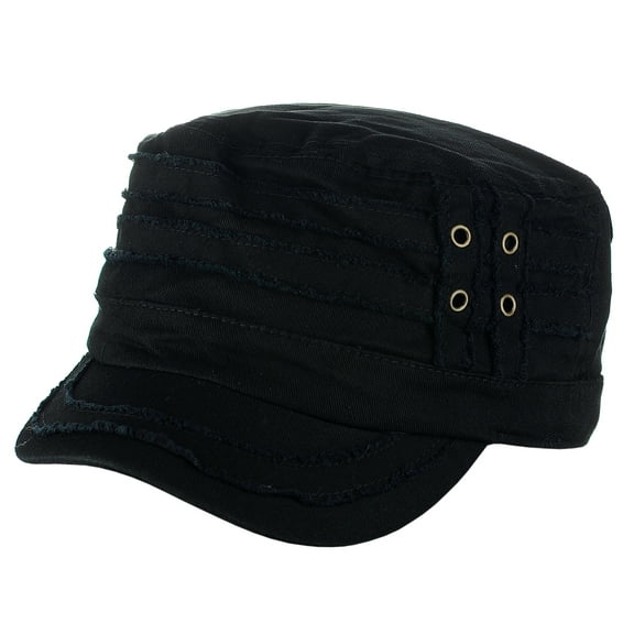 D&Y Unisex Cotton Distressed Layered Frayed Cadet Military Cap