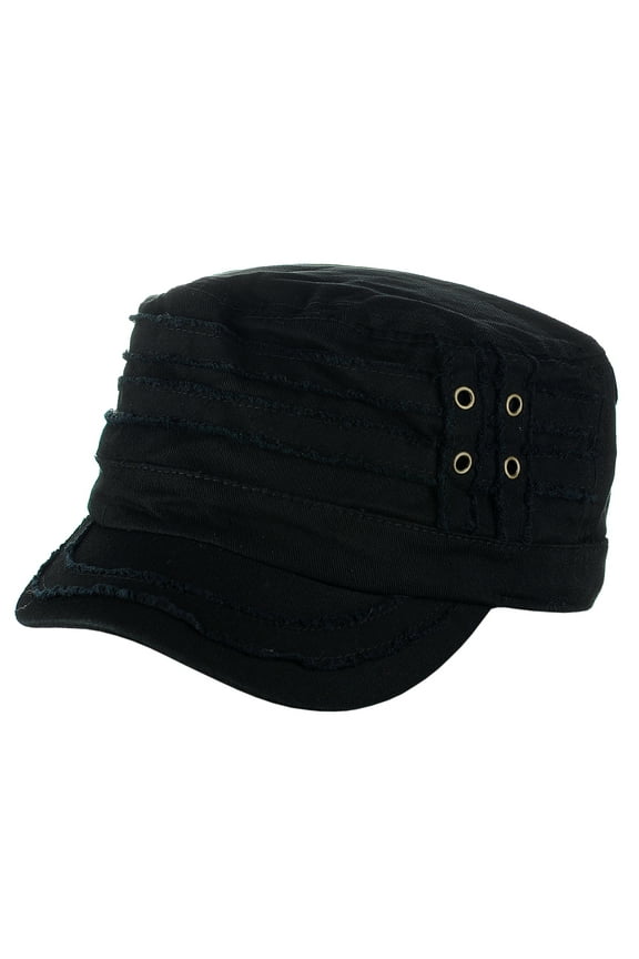 Unisex Cotton Distressed Layered Frayed Cadet Military Cap