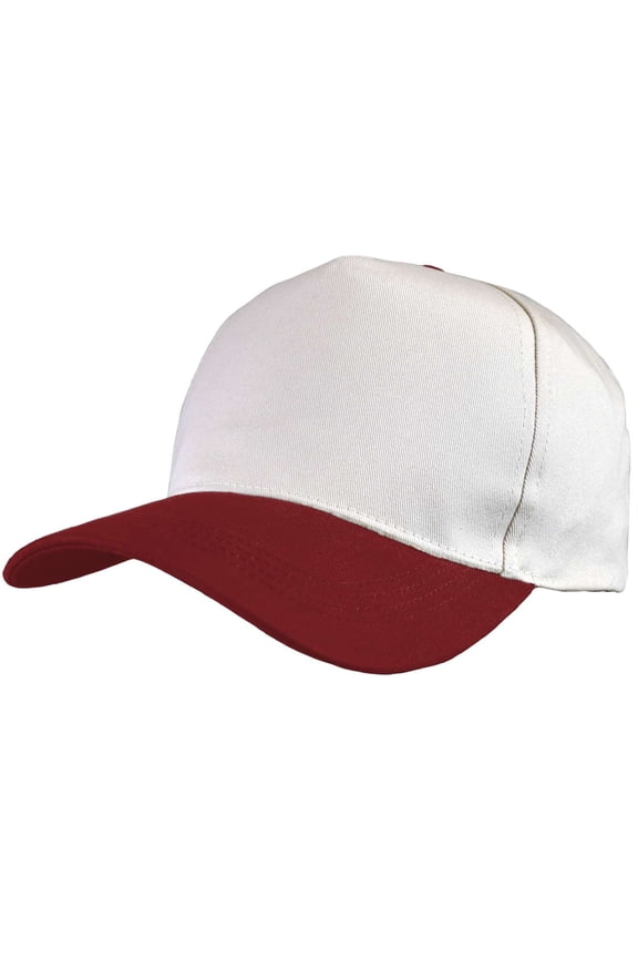 Unisex Two Tone Relaxed Fit Canvas Embroidered Plain Adjustable Snapback Hat Cap, Blank, Burgundy/White
