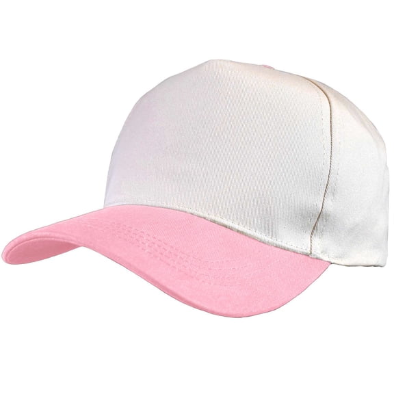 D&Y Unisex Two Tone Relaxed Fit Canvas Embroidered Plain Adjustable Snapback Hat Cap, Blank, Pink/White