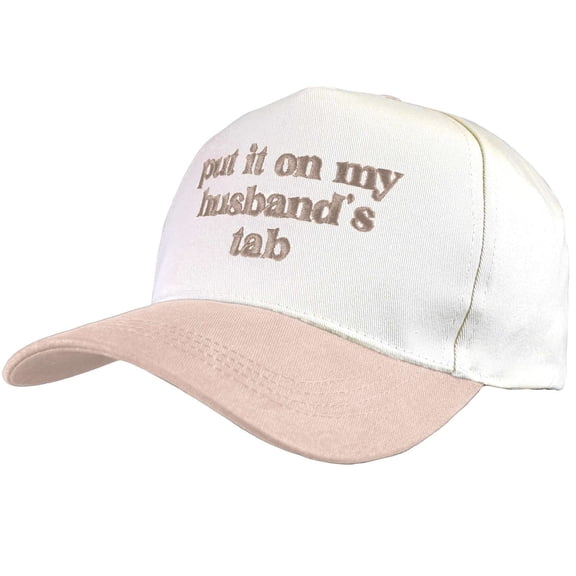 D&Y Unisex Two Tone Relaxed Fit Canvas Embroidered Plain Adjustable Snapback Hat Cap, Husband's Tab, Beige/White