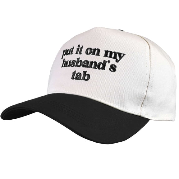 D&Y Unisex Two Tone Relaxed Fit Canvas Embroidered Plain Adjustable Snapback Hat Cap, Husband's Tab, Black/White