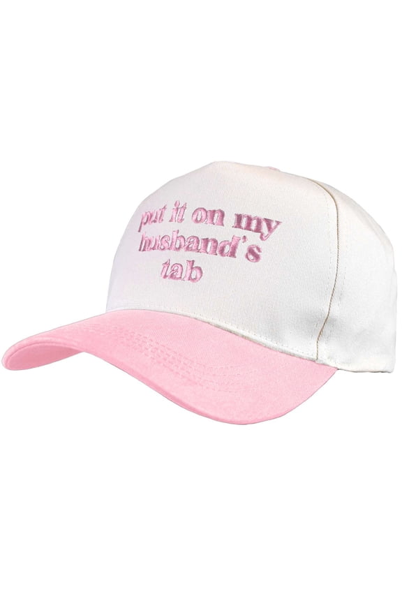 Unisex Two Tone Relaxed Fit Canvas Embroidered Plain Adjustable Snapback Hat Cap, Husband's Tab, Pink/White