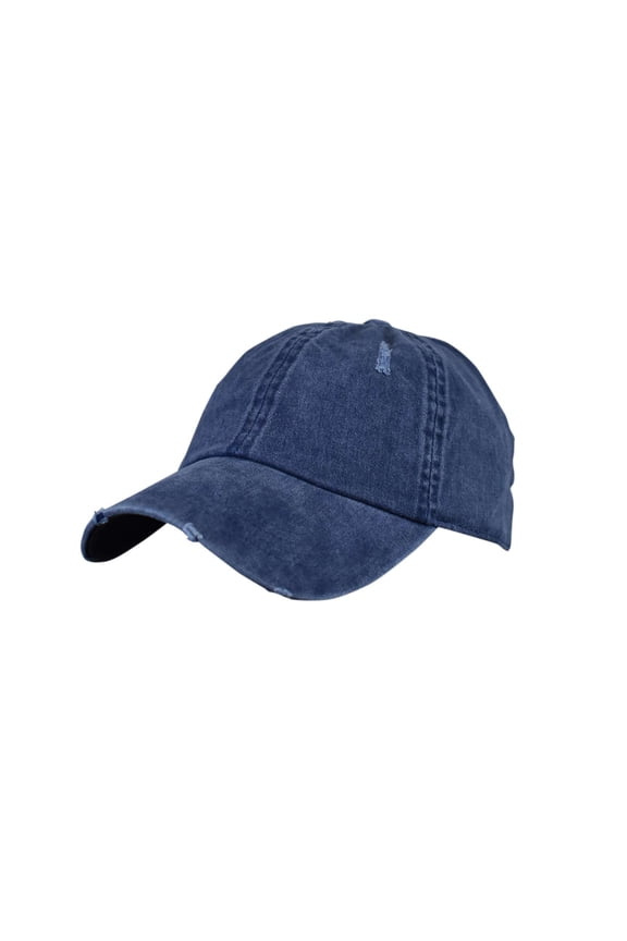 Unisex Washed Low Profile Adjustable Baseball Cap, Distressed Navy