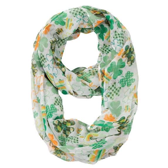 D&Y Women's St. Patrick's Day Lucky Clover Sheer Infinity Loop Scarf, Clover, Multicolored