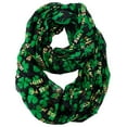 thumbnail image 1 of D&Y Women's St. Patrick's Day Lucky Clover Sheer Infinity Loop Scarf, Kiss Me I'm Irish, Black, 1 of 2