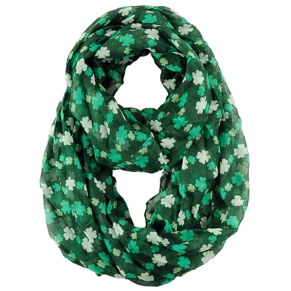 D&Y Women's St. Patrick's Day Lucky Clover Sheer Infinity Loop Scarf, Shamrock, Green