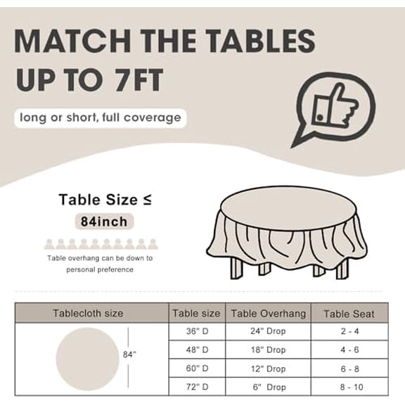 D&Z Plastic Table Cloth Disposable, 6 Pack Black Round Tablecloth Individually Wrapped for Indoor&Outdoor, 84 Inch Table Cover for Party, Picnic, Birthday, Wedding & Dinner