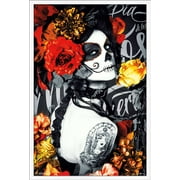 Día De Los Muertos - Tattoo Wall Poster, 22.375" x 34", Framed