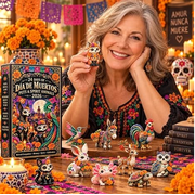 D a de Muertos Pets & Spirit Animals Advent Calendar 2026, 1 Set 24 Days Countdown with 24 Unique 2D Acrylic Miniatures, Alebrije-Inspired Book-Style Keepsake Display Box, Day of the Dead Gift