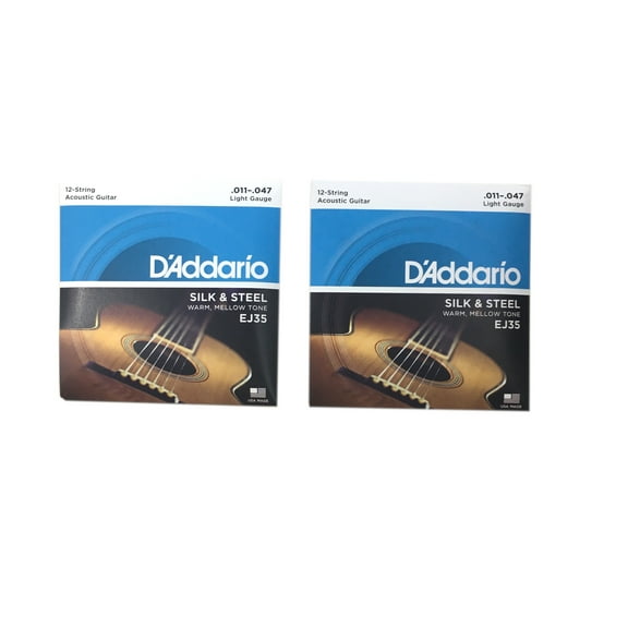 D'addario Guitar Strings 2 Pack EJ35 12-String Silk and Steel Folk